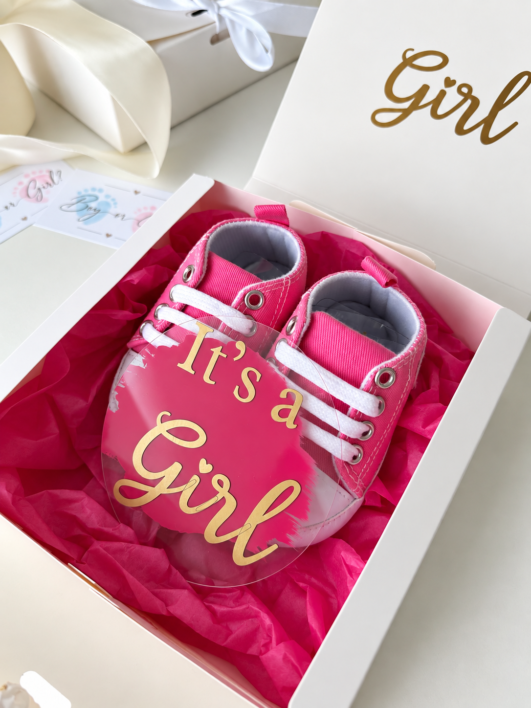 “It’s a Girl” Shoe Gift Box with Acrylic Sign