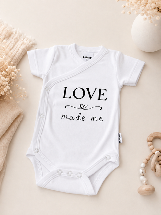 White Baby Bodysuit - Love Made Me + Gift Box