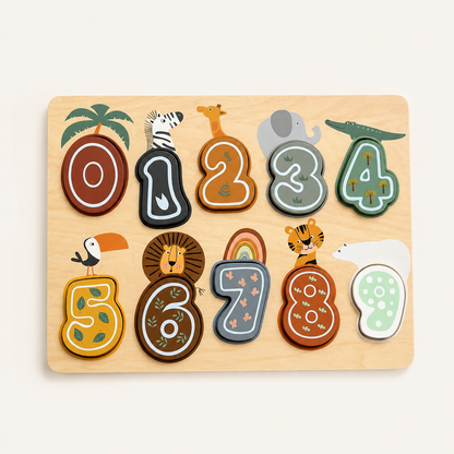 Safari Wooden Numbers Puzzle