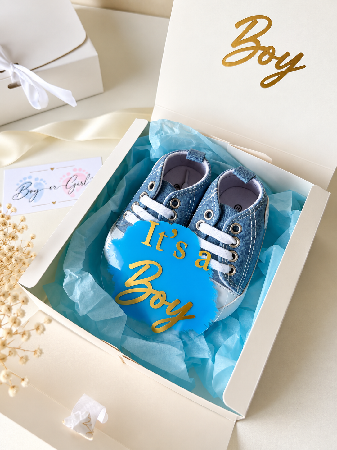 “It’s a Boy” Shoe Gift Box with Acrylic Sign