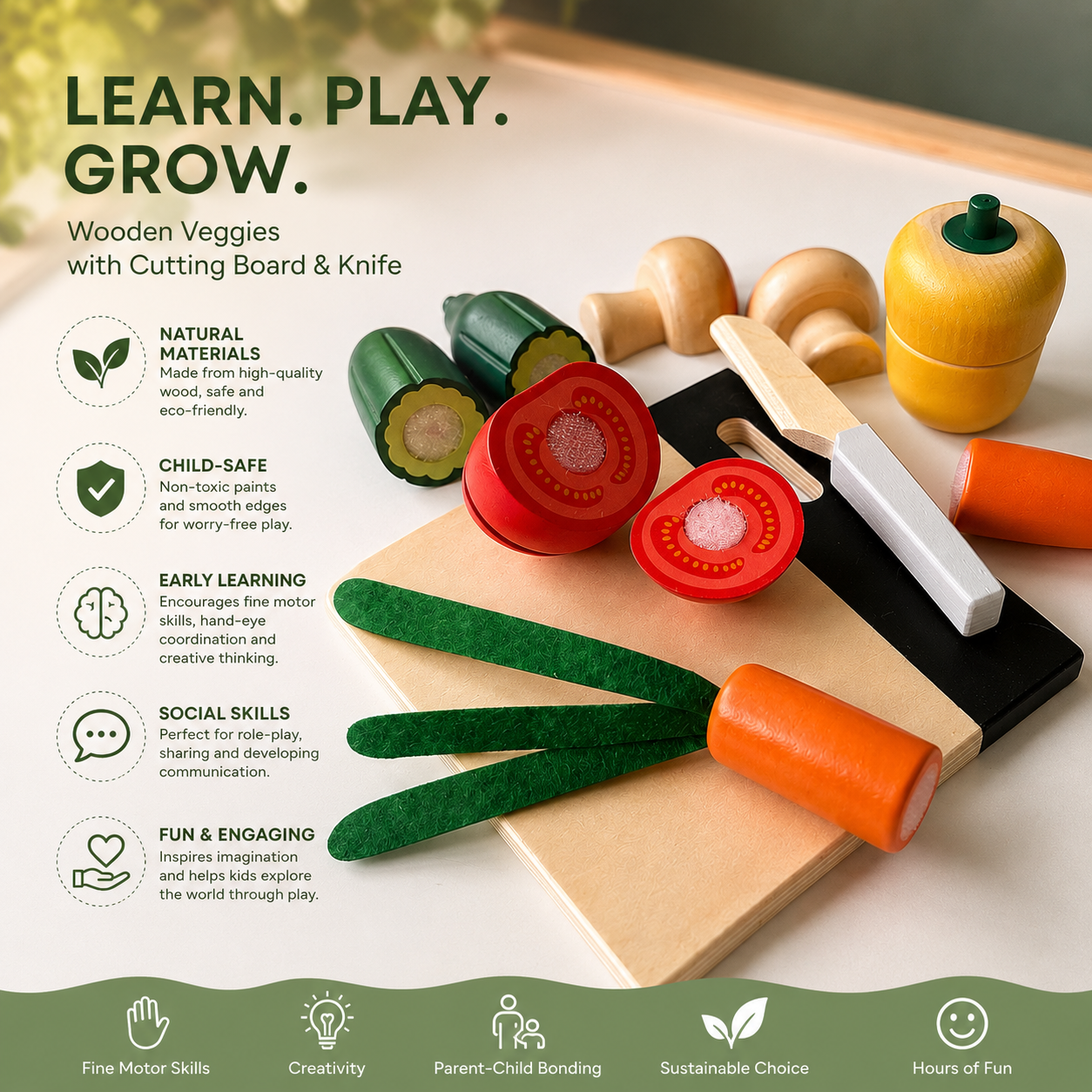 Wooden Vegetable Cutting Set