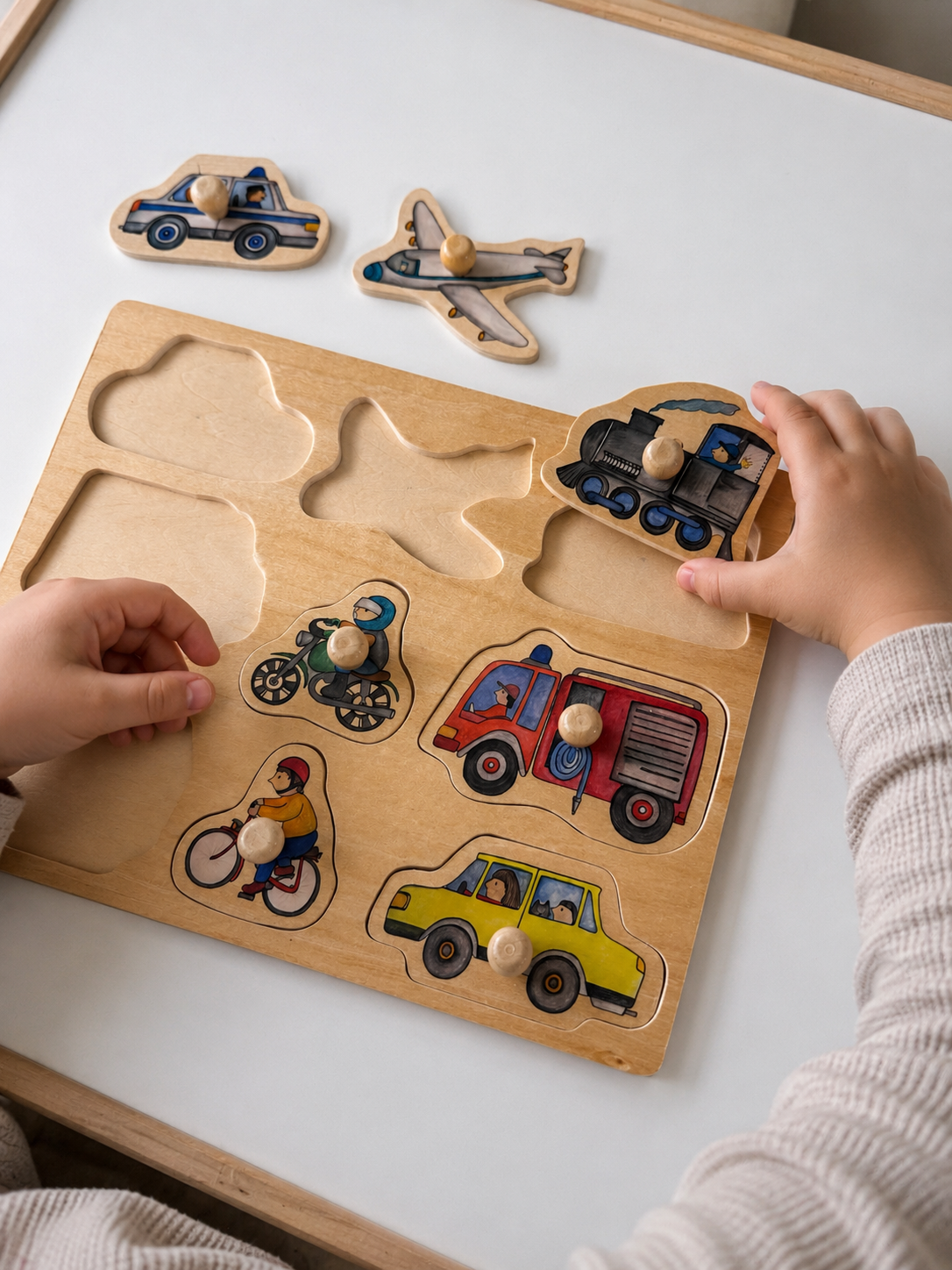 Wooden Vehicles Knob Puzzle