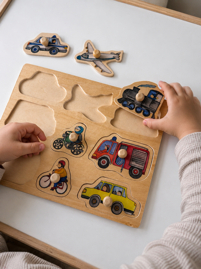 Wooden Vehicles Knob Puzzle