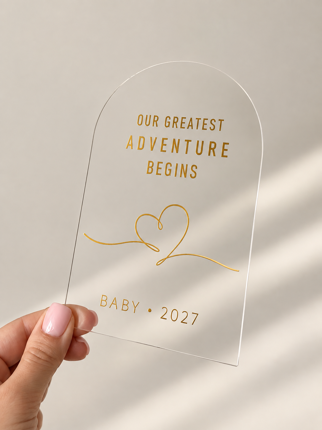 Акриловая табличка «Our Greatest Adventure Begins»