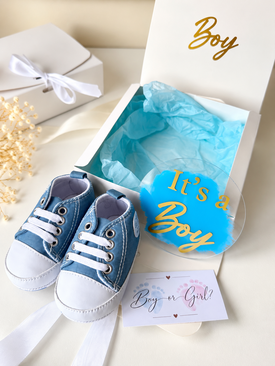 “It’s a Boy” Shoe Gift Box with Acrylic Sign