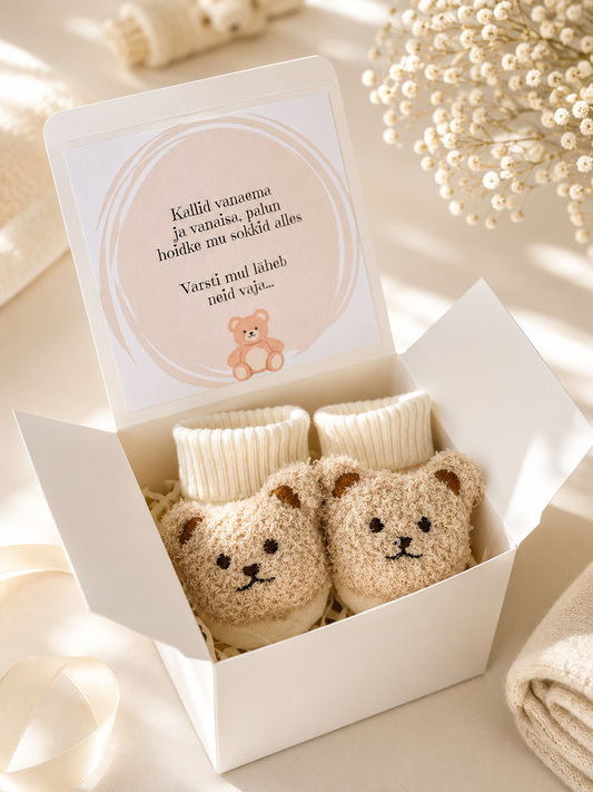 Pregnancy Announcement Gift Box for Grandparents – Bear Socks Gift Box