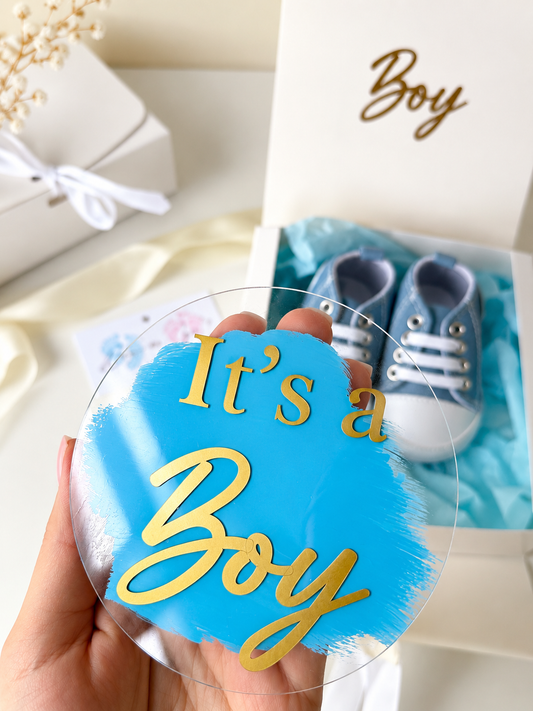 “It’s a Boy” Shoe Gift Box with Acrylic Sign