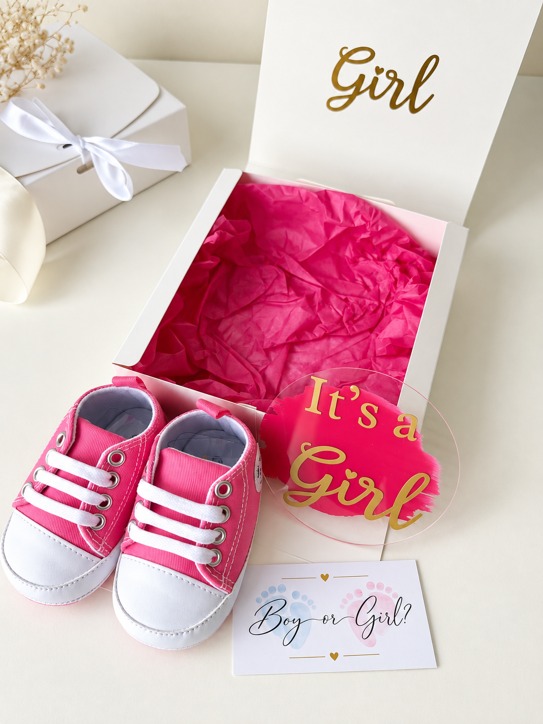 “It’s a Girl” Shoe Gift Box with Acrylic Sign