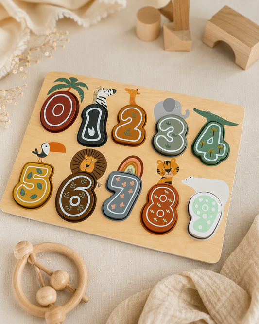 Safari Wooden Numbers Puzzle