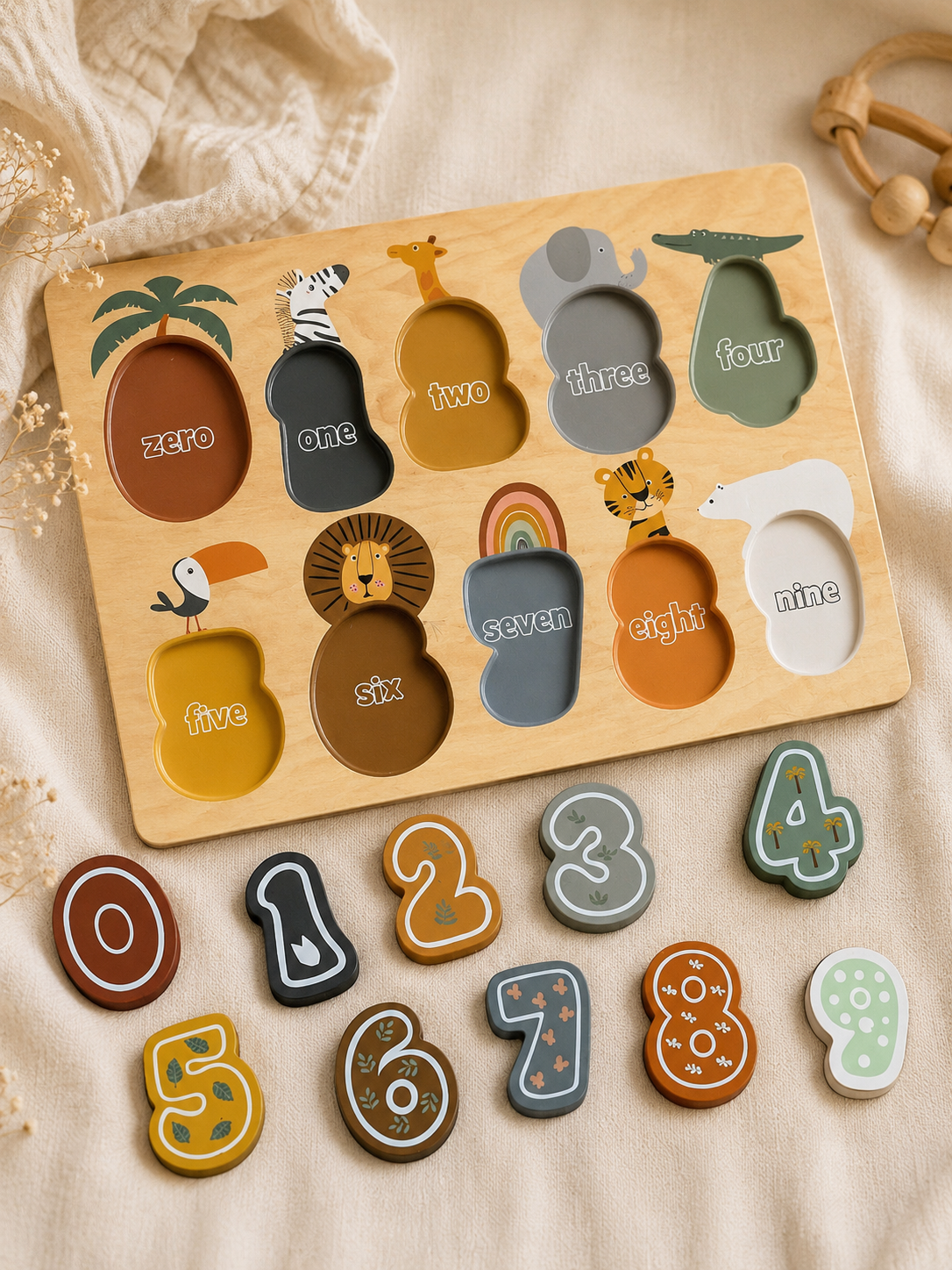 Safari Wooden Numbers Puzzle