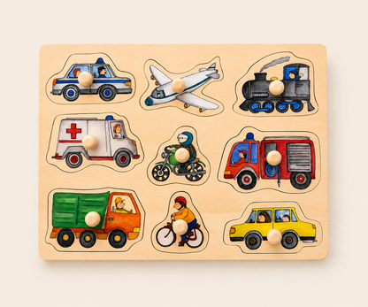 Wooden Vehicles Knob Puzzle