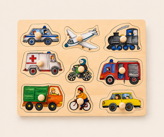 Wooden Vehicles Knob Puzzle